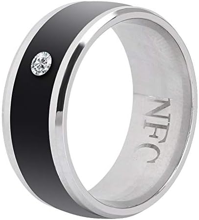 ASHATA NFC Smart Ring, Водонепроницаемое Мултифункционален NFC Смарт Пръстен, Метално Интелигентна Магическо Носимое Устройство, Универсално за мобилен телефон (размер 8)