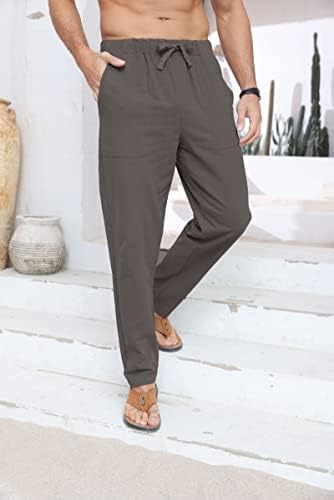 SEGANUP мъжете памук бельо ежедневни панталони за йога еластичен колан с кулиской с джоб пижамные панталони плаж панталони бохо хипи