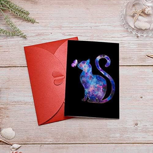 Котка Пеперуда Забавни Празни Поздравителни Картички с Конвертами за Рожден Ден, Коледа, Сватба Съчувствие, които мислят за вас Благодарствени Картички