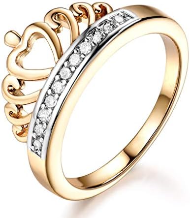 Пръстен с диаманти във формата на кралската корона от бяло и жълто злато, пълни с женски свадебными декорации за партита (9)