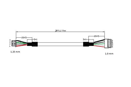 Кабели Micro SATA със стъпка 1,25 мм от 4-пинови до 1,5 мм, със стъпка 5-пинови Дължина на кабела 300 мм