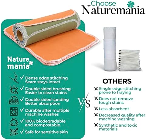 Комплект от 24 Хартиени кърпи за еднократна употреба Naturemania Value - Безбумажные Хартиени кърпи от сверхмягкого, чист Впитывающего памук, Определени Пера Хартиени кърпи за кухня, Екологично Чисти Тъкани Хартиени