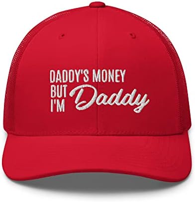 RIVEMUG татко Money but I ' m Татко Бродирани Бейзболна шапка Премиум-клас за шофьори на камиони с Извити Средна Коронован и Клюн възстановяване на предишното положение
