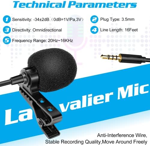 Петличный микрофона на ревера на професионален клас за Blackview A10, Съвместим с мобилен телефон iPhone или камера За блогове, видео ASMR, Малък микрофон, в риза със системата