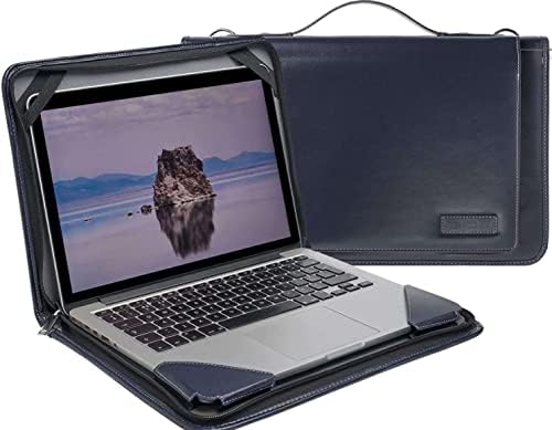 Син кожен калъф-месинджър за лаптоп Broonel - Съвместим с 11,6-инчов хромбуком IdeaPad Flex 3i
