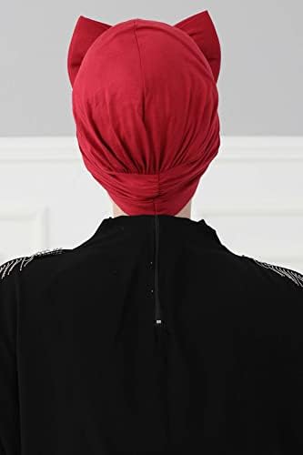 Aisha's Design Незабавен Тюрбан с Лък за жени, Шапки с миризмата от 95% Памук, Стилен Дизайн на Шапки-Хиджаба