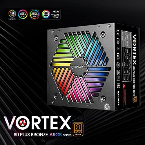 RAIDMAX Vortex 700W ATX 12V v2.3 / EPS 12V SLI Ready Crossfire Ready 80 Plus Bronze е Сертифициран с източник на захранване RGB (версия RGB мощност 700 W)