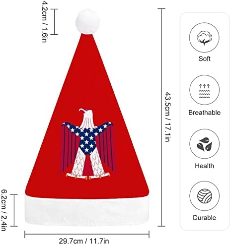 Американски Флаг Белоглав Орел Коледна Шапка на Дядо Коледа Шапки и Къси Плюшени с Бели Ръкавели за Мъже Жени Коледна Украса За Празнично Парти