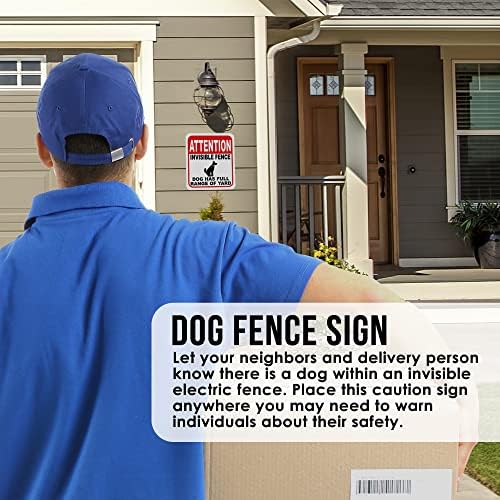 Внимание, Знак за кучета с невидима ограда - При кучето има Пълна гама от прислуга, на Предупредителни знаци за дома, украси за означения за кучета, Знаци за безопасност, за животни, за къщи, вътрешни външни знаци -