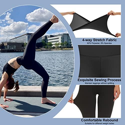 3 Опаковки Леггинсов с джобове за жени, Меки Спортни Панталони за йога с контрол на корема и висока талия (размер Reg & Plus)