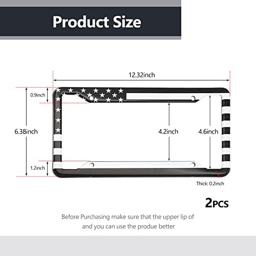 Yonput 2 БР. Рамка за автомобилния регистрационен номер от Неръждаема стомана, 12,3 X 6,4, Универсална Рамка за регистрационен номер с Огледално Полирани, с перка Отпред и отзад, Антикорозионна рамка за регистрационен