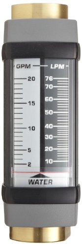 Разходомер Hedland H605B-015, Месинг, За използване с вода, Диапазон на разхода на 1-15 gpm, конектор 1/2 NPT
