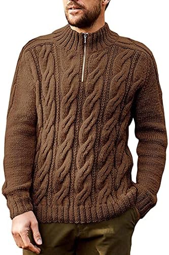 Пуловери за мъже, Мъжката Есенно-Зимна Поло, Пуловер с Дълъг Ръкав, Пуловер с Имитация на шията, Потник с цип, Пуловер