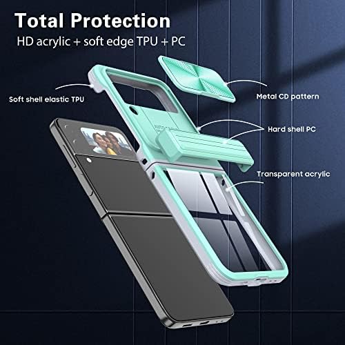 Asuwish Калъф за телефон Samsung Galaxy Z Flip 4 5G 2022 със Защита от Хлъзгане на Капака на Камерата Тънък Прозрачен Броня Аксесоари за Мобилни Телефони ZFlip4 Z4 Flip4 4Z Flip4case Жени, Момичета, Мъже, Момчета Светло