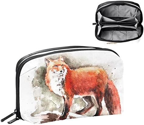 Органайзер за електроника, косметичка, Органайзер за пътуване с електроника, техническа чанта с изображение на червената лисица