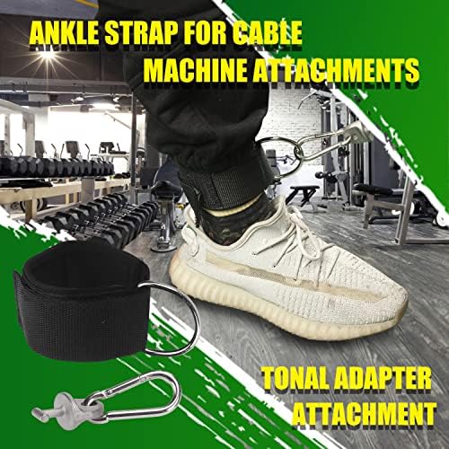 Универсален ремък за щиколотке за закрепване към кабелна тренажеру, за да се приведе в тонус и стягане на мускулите на долната част на тялото си - Фитнес манжетик на щиколотке за откат с адаптер в тон - Подходящ за