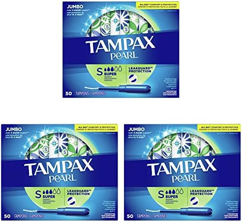 Тампони Tampax Pearl с висока попиваща способност, със защитно оплеткой, Без мирис, Без аромат, 50 мл (опаковка от 3 броя)
