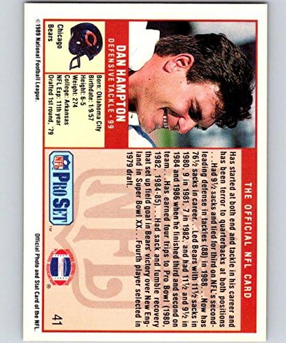 1989 Професионален сет 41 Дан Хамптън Беарс Футбол NFL