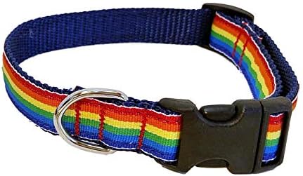 Нашийник за кучета Preston Rainbow - Своеобразна лента в лента в тъмно синьо, найлон тесьме (Средно)