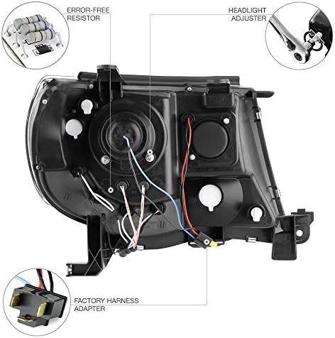 [За пикап Toyota Tacoma 2005-2011] Led Ореол околовръстен Черна Проекторная Фарах събиране, от страна на водача и пътника