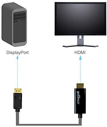гофанко 6 Фута. Кабел-адаптер DisplayPort 1.2 -4K, HDMI [Златен] за системи DP на телевизори или мониторам с висока разделителна способност HDMI Ultra HD (DP4kHDMI6F)