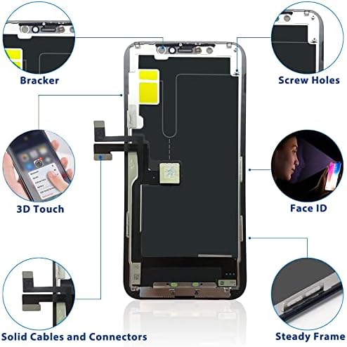 за iPhone 11 Pro Max Подмяна на екрана 6,5 инча, 3D LCD Сензорен дисплей, Дигитайзер, Пълна монтаж (модели A2161, A2220, A2218) с набор от инструменти за ремонт на Защитно фолио за дисплея, водоустойчив лепило
