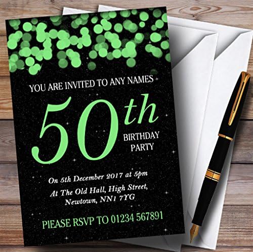 Персонални Покани на парти в чест на 50-годишнината от Green Bokeh & Stars