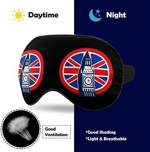 Кулата на Биг Бен, Британския Флаг Union Jack Маска за Очи за Сън Затемненная Нощна Превръзка на Очите и с Регулируема Каишка за Мъже Жени Пътуват Йога на Съня