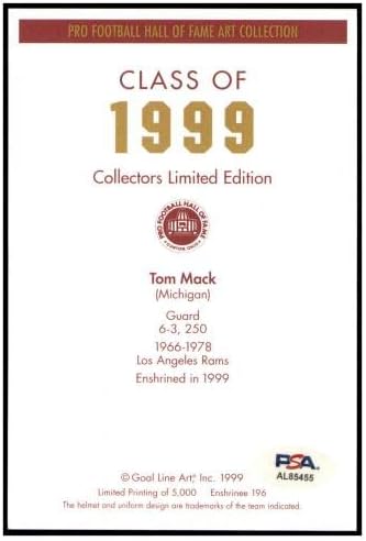 Картичка с изображение на линия вратарской Том Мак GLAC Овни с Автограф на PSA / DNA AL85455 - Футболни картички с автографи на NFL