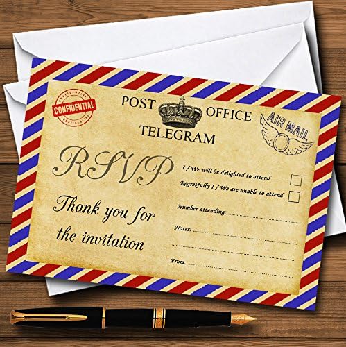 Реколта Пощенска Телеграма Картичка Персонални Покани Картички