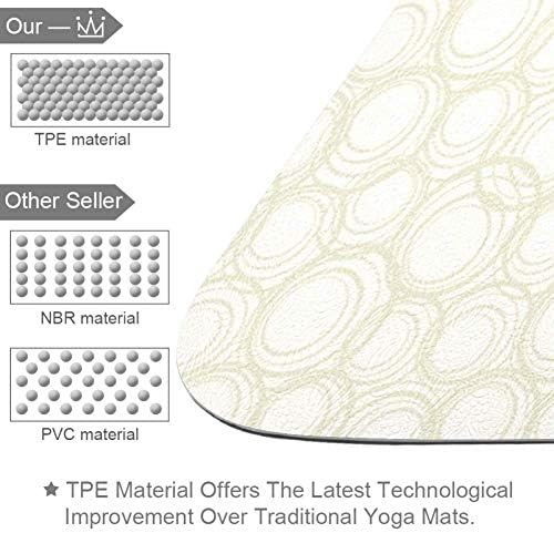 DJROW килимче За Йога Бяла Кръгла Модел Натурален Подложка За Упражнения Пилатес Екологично Чист Подложка За Фитнес Зала с Дебелина 1/4