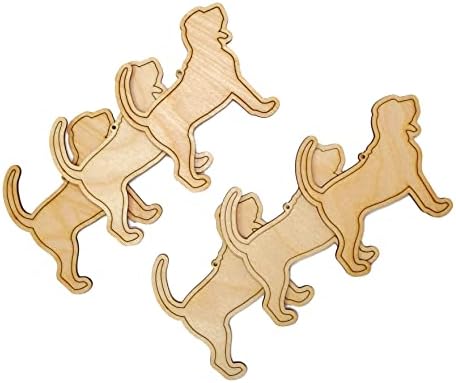 Комплект от 6 Бладхаундов Недовършени Лазерно рязане под формата на Дървена Декорация за кучета - Произведено в САЩ - Широчина 4 инча
