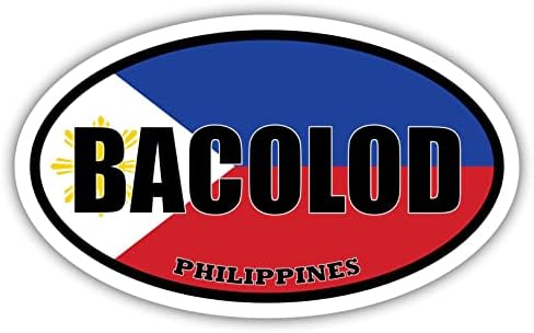 Баколод Флаг Филипините Овални Стикер Vinyl Стикер на Бронята 3x5 инча