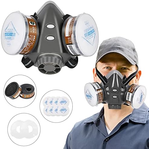 Защитна маска за лице XINBTK с филтри - Множество защитна маска за половината от лицата От боядисване / на Газ / Прах / органични изпарения / Миризмата / на азбест / твърди частици, идеални за обработка на дървесина,
