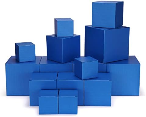 Всеки ден Подарък кутии от лъскава хартия с капаци Различни размери, 2x2x2 3x3x3 4x4x4 в опаковка по 15 парчета (тъмно синьо)
