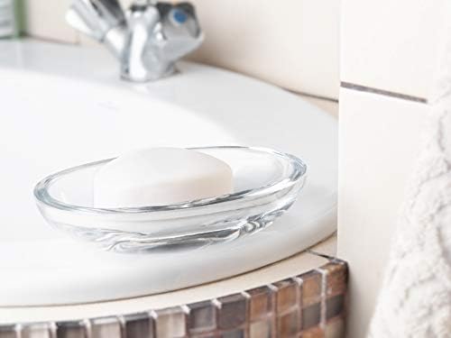 Стъклена сапунерка Barski Титуляр за бар - Тава - - Овална форма - Дължина 5,75 инча - Много гъст стъкло - за вана и душ - за кухня - Мивка - Тоалетна стая - Класически прозрачен Направено в Европа