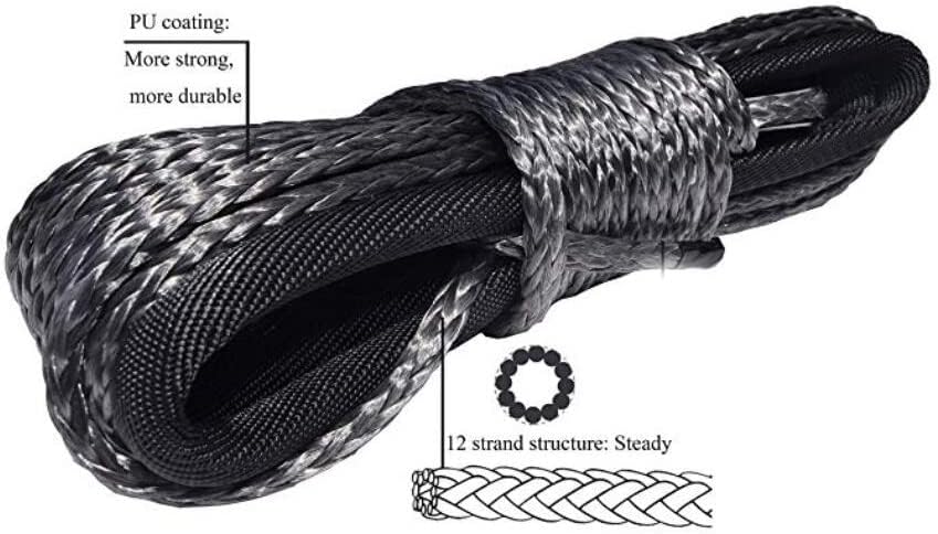 JHWSX 8 мм x 25 м Синтетично Въже на Лебедка Низ Линия 12 Нишки Офроуд Кабел Теглене Въже с Облицовки