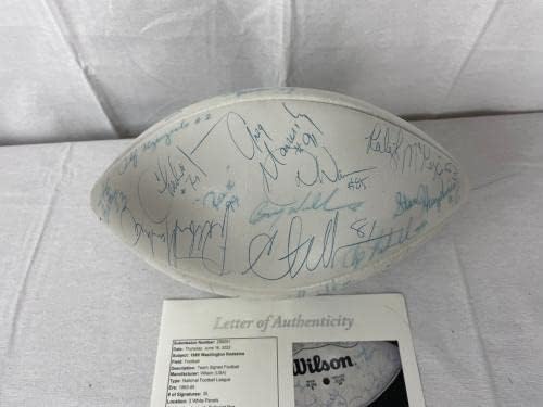 1989 Екип Washington Commanders подписа футболна топка на бял панел с автограф от JSA LOA - Футболни топки с автографи