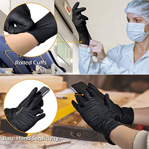 Черни еднократна нитриловые ръкавици 4 Mils, без прах и латекс, 100 бр. Ръкавици за почистване