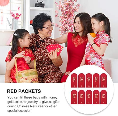Abaodam 10шт 2021 Червени Пликове, Вечерни Червени Пакети Червена Торбичка Коледна Торбичка за Пари се Използва за Празнуване Весела Коледа