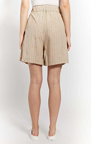 Дамски къси панталони-бермуди O A T NEW YORK с висока засаждане, Еластичен колан и функционални джобове