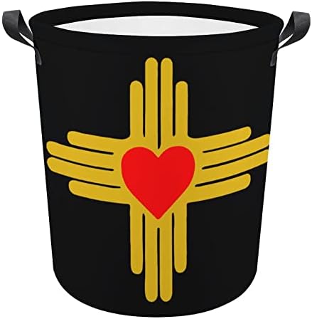 Флаг на щата Ню Мексико Кошница за дрехи във формата на Сърце Сгъваема Кошница За Дрехи, Кошница За Дрехи, Чанта За Съхранение на Дрехи