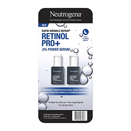Neutrogena Серум за лице с ретинол за бързо премахване на бръчки Age Perfect Midnight Serum Pro+ .5% - 1 унция е 30 мл - (2 опаковки анти-ейдж серум с 2 унции)