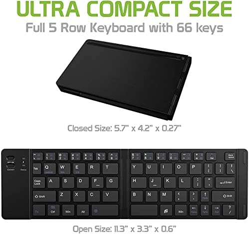Работи от Cellet Ультратонкая сгъваема безжична Bluetooth клавиатура, съвместима с Samsung I9105 с поставка за телефон - Акумулаторна клавиатура в пълен размер!