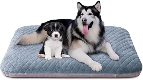 Много голямо легло за кучета Hero Dog за много Големи кучета, 47-Инчов Гигантски Супер Мека Ортопедично легло за кучета с Нескользящим Дъно - Миещи Спални места за домашни любимци с Подвижен калъф, Синьо-Сив XL