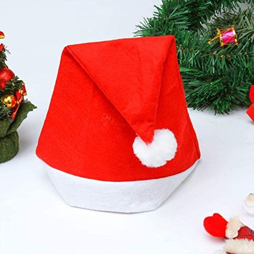 GOMING 12 Опаковки Червена Шапка на Дядо Коледа Къс Плюшен с Бели Ръкавели От Нетъкан текстил Коледна Шапка на Дядо Коледа за Мъже И Жени