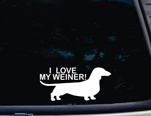 Обичам Си Вайнера! - Vinyl стикер 8 x 3 3/4 за щанцоване на прозореца, автомобил, камион, кутия за инструменти, с почти всякаква твърда гладка повърхност. Произведено в САЩ!
