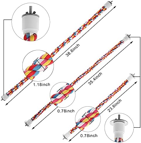 Жердочки за птици Jusney, Играчки за Папагали 48 инча, Играчка за птици-Бънджи скокове на Въже (48 инча) [1 опаковка]