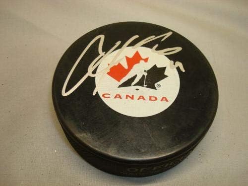 Крис Куниц Подписа Хокей шайба на националния отбор на Канада с Автограф на PSA /DNA COA 1A - за Миене на НХЛ с автограф