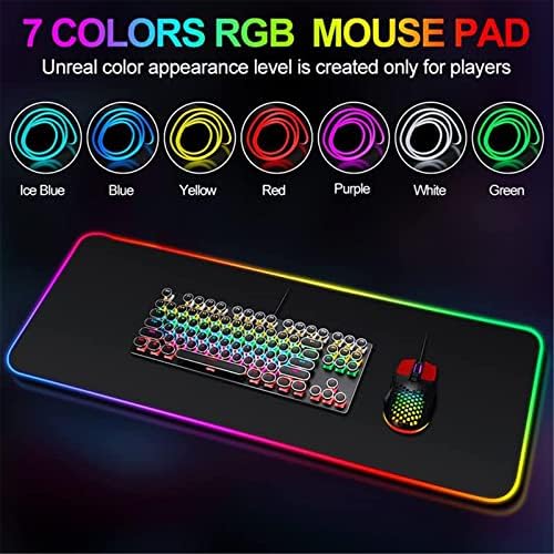 Подложки За Мишки Аниме Игра RGB Голяма Игри XXXL Подложка За Мишка Led Подложка За мишка с Бяло Осветление Геймерский Подложка за Компютърна Маса с Подсветка 24 инча x12 инча x0.15 инча